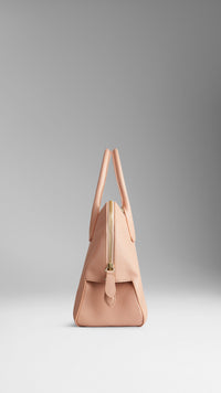 Sac bowling medium en cuir grainé - Light Nude