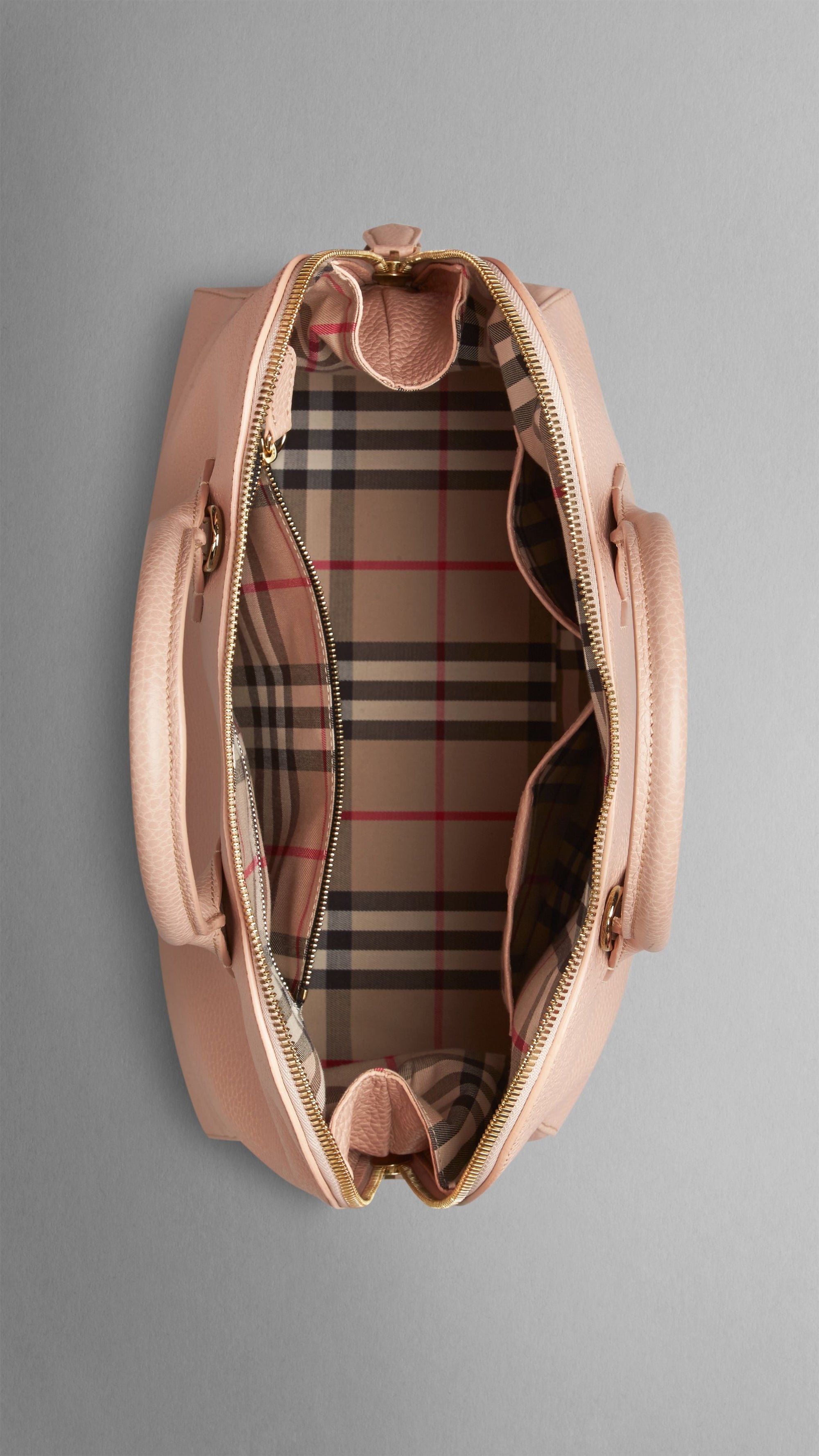 Sac bowling medium en cuir grainé - Light Nude