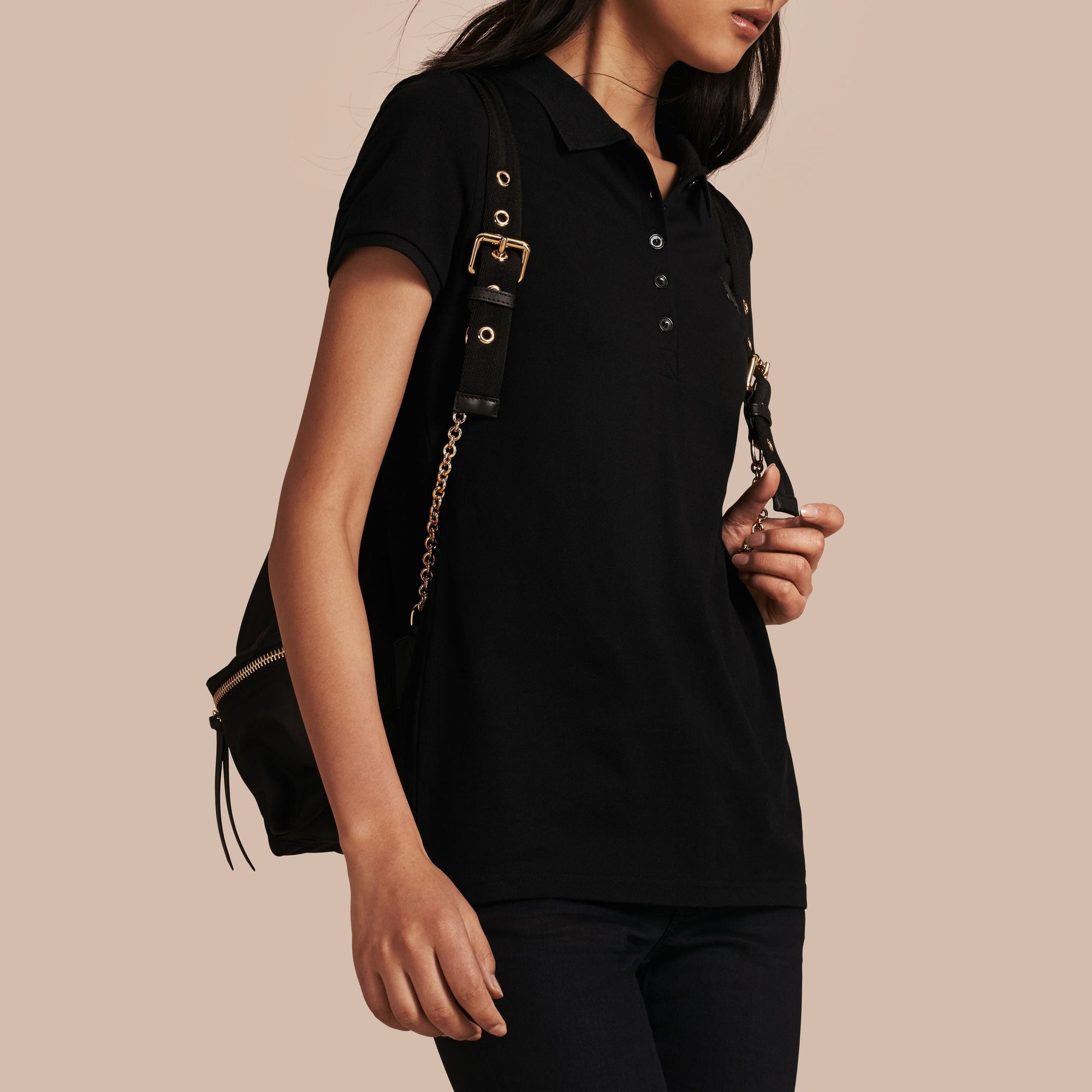 Polo en piqué de coton - Black