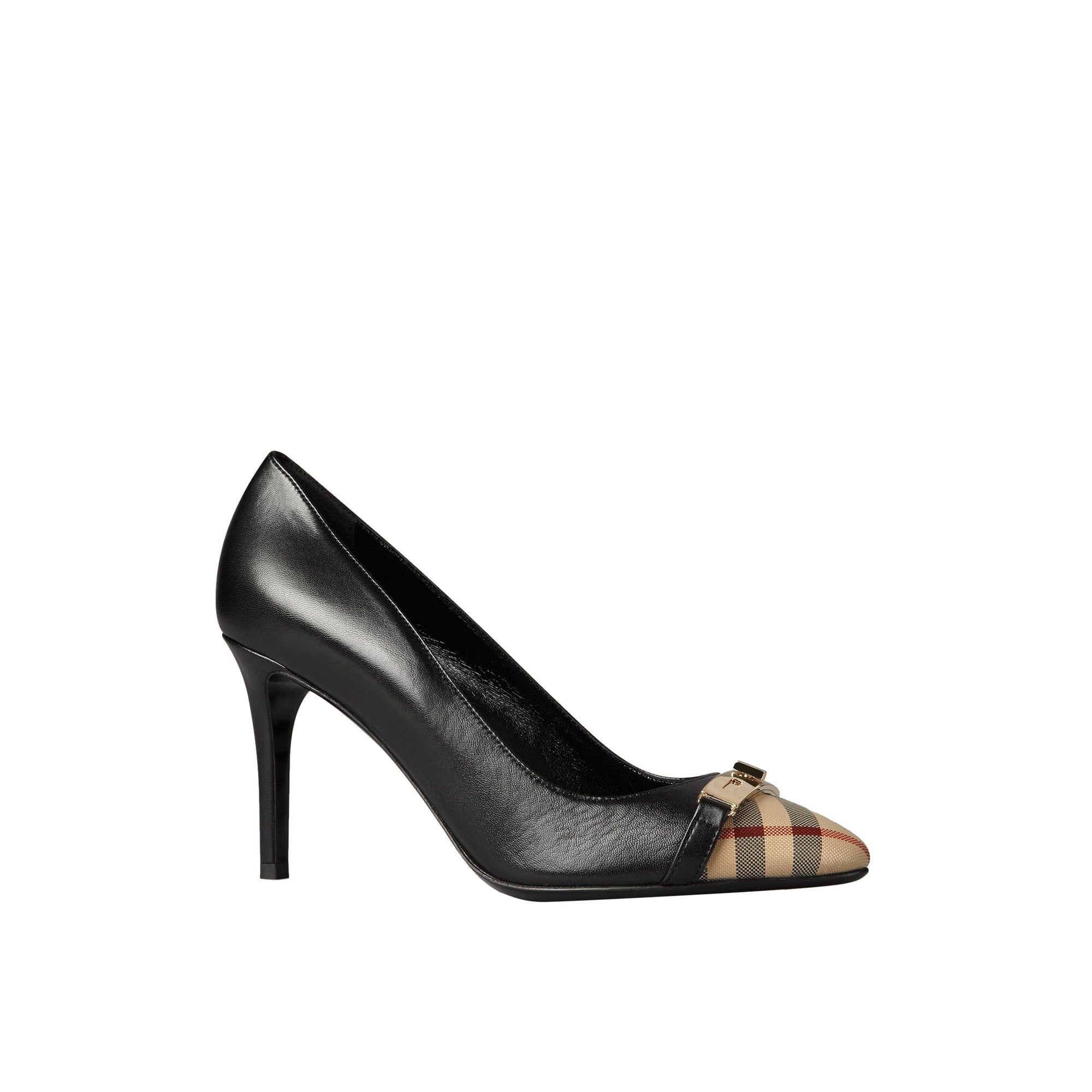 Escarpins en cuir à motif Horseferry check - Black