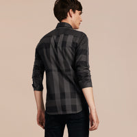 Chemise en coton à motif check - Charcoal