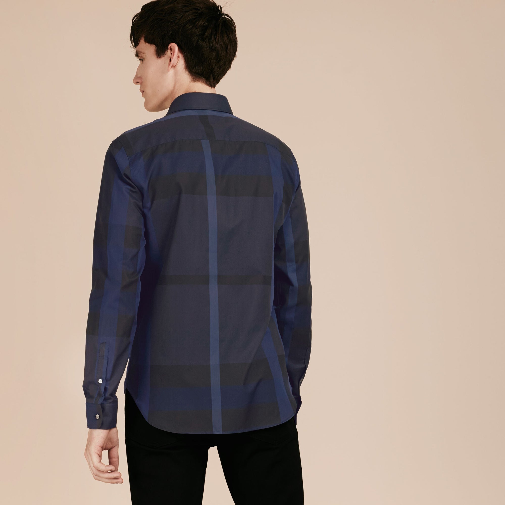 Chemise en coton à motif check - Navy