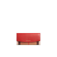 Portefeuille continental en cuir orné d'un motif House check - Military Red