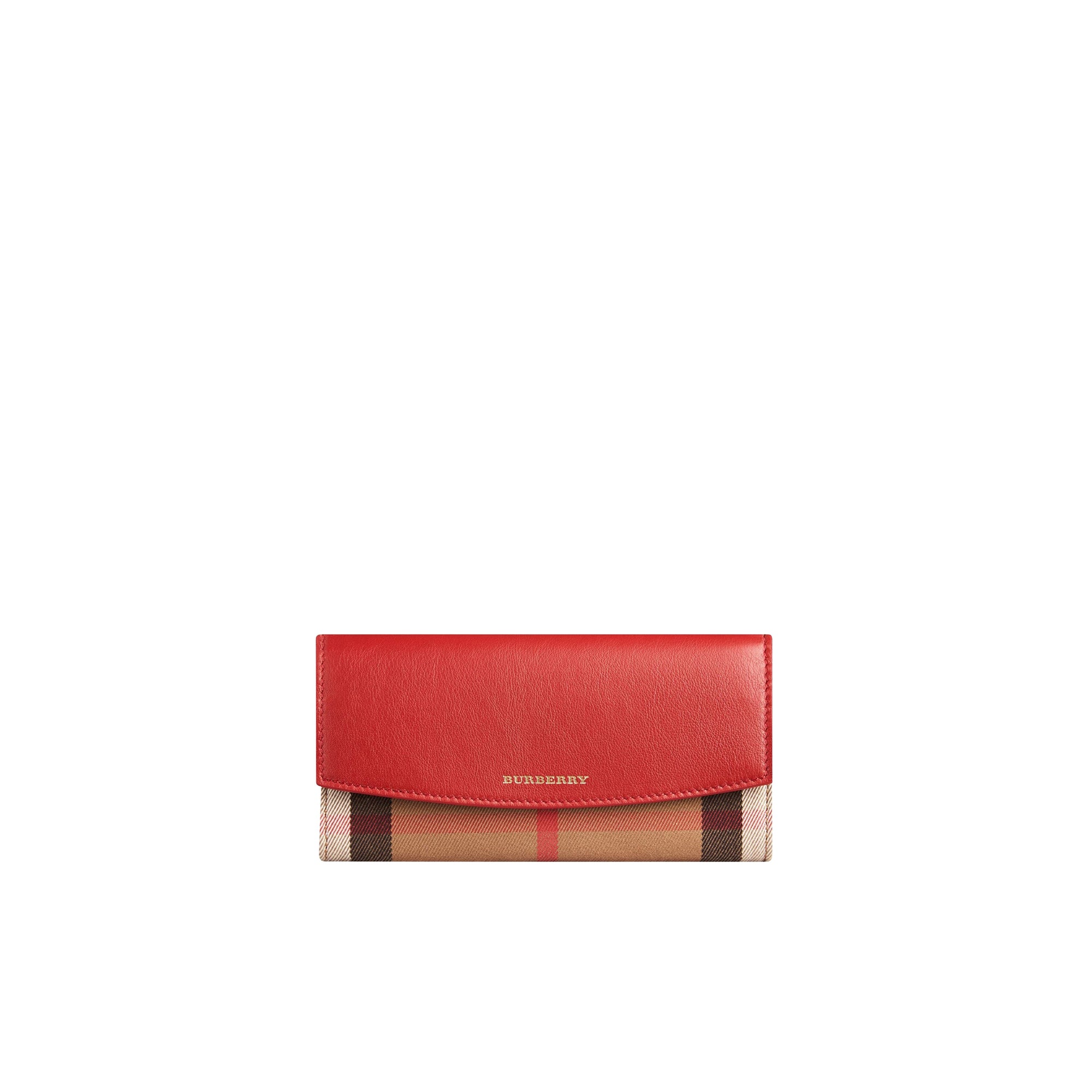 Portefeuille continental en cuir orné d'un motif House check - Military Red