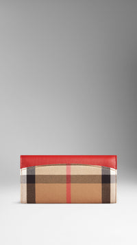 Portefeuille continental en cuir orné d'un motif House check - Military Red