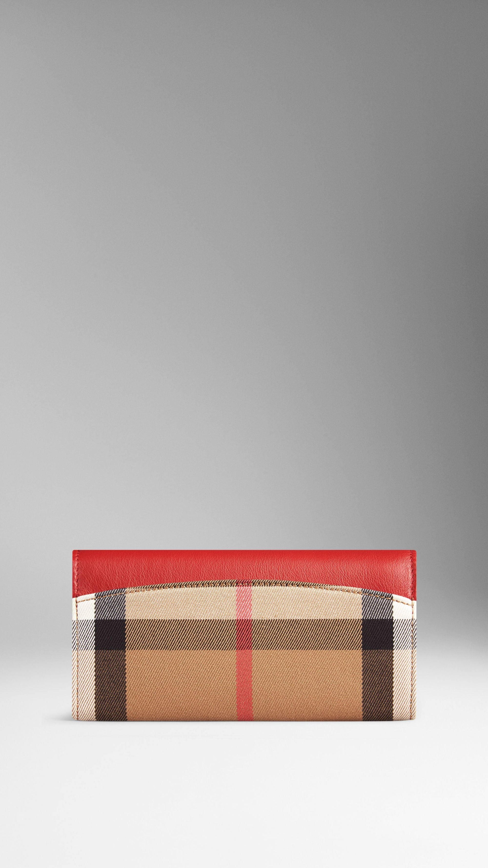 Portefeuille continental en cuir orné d'un motif House check - Military Red