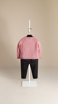 Cardigan en cachemire ajouré - Pale Rose Pink