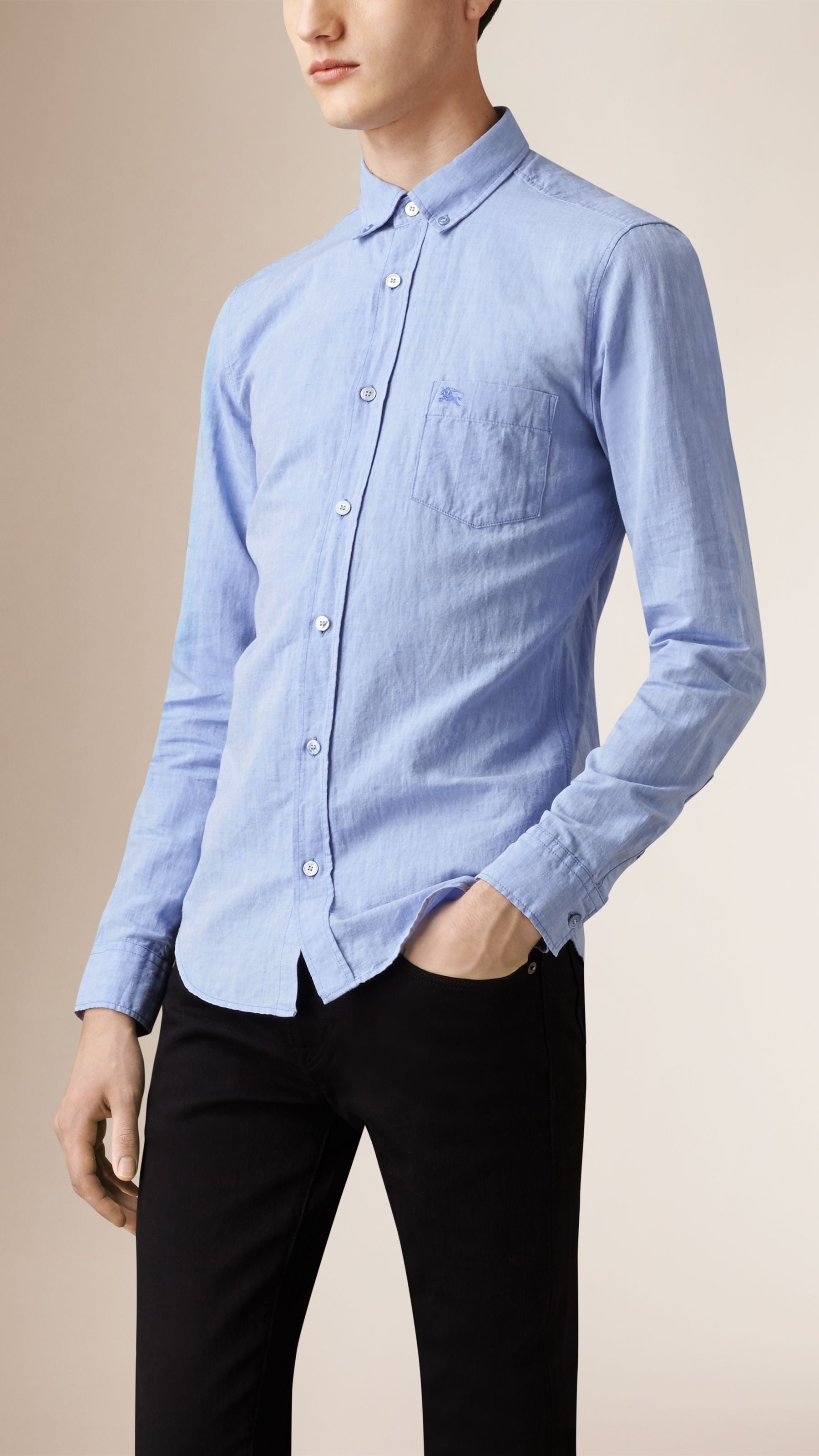 Chemise en coton et lin - Sky Blue