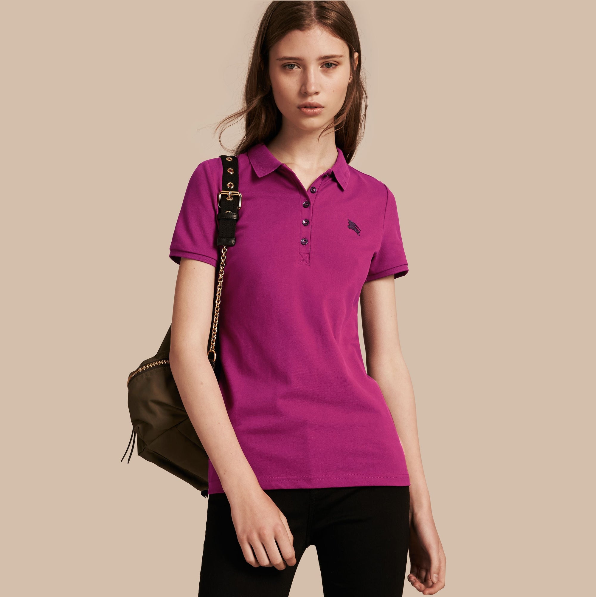 Polo en piqué de coton - Magenta Pink