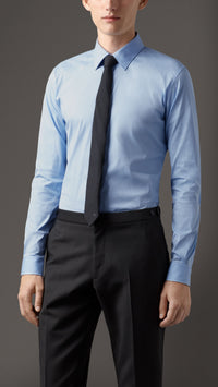 Chemise ajustée en coton extensible - City Blue