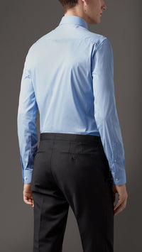 Chemise ajustée en coton extensible - City Blue