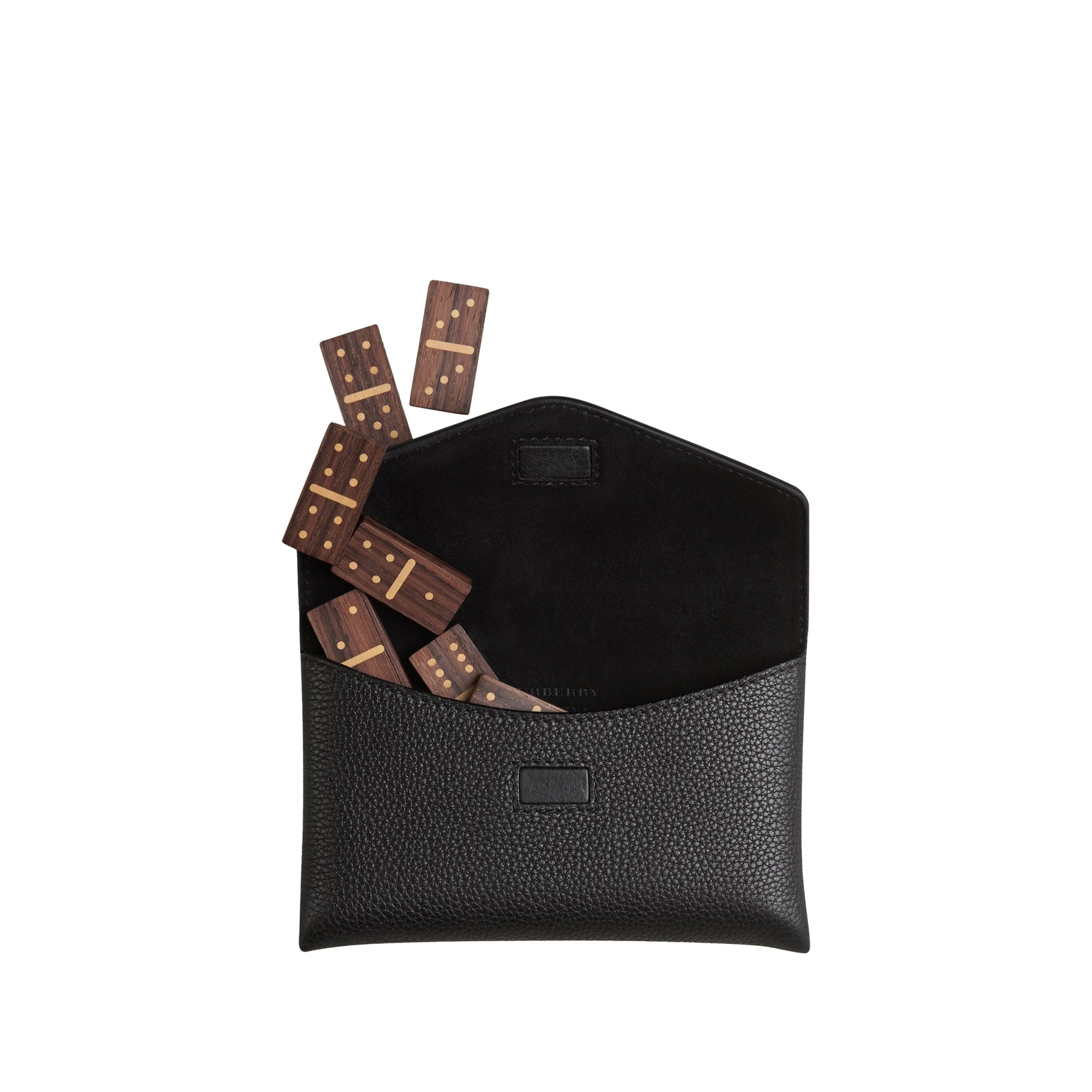 Jeu de dominos en bois avec étui en cuir grainé - Black