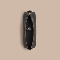 Petite pochette pour accessoires numériques en cuir grainé - Black