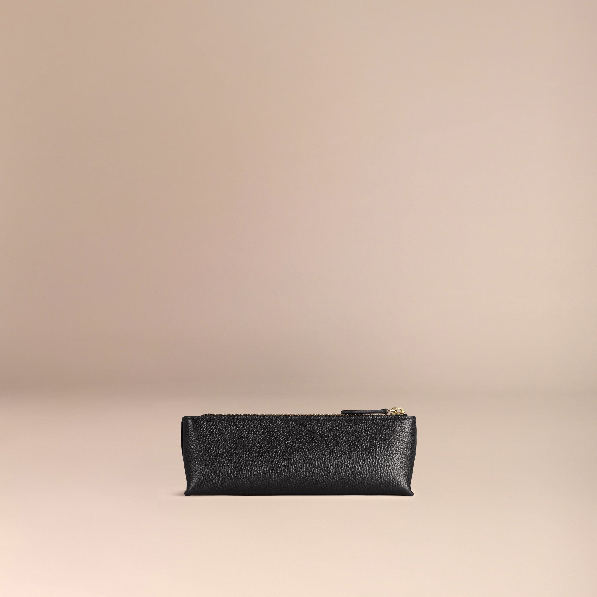 Petite pochette pour accessoires numériques en cuir grainé - Black