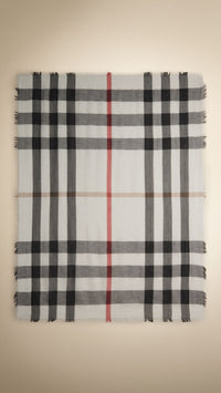 Carré en coton et modal à motif check - Ivory Check