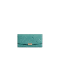 Portefeuille continental en cuir à motif check estampé - Dusty Aqua Green