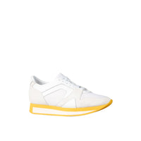 Tennis Field Sneaker en cuir velours et cuir - White & Daffodi Yellow