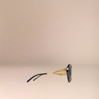 Lunettes de soleil à monture ronde Collection Gabardine - Black