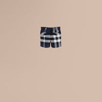 Short chino en coton à motif check - Navy