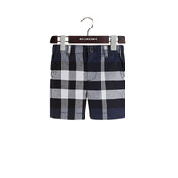 Short chino en coton à motif check - Navy
