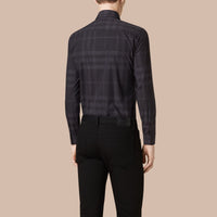 Chemise de coupe étroite à motif check - Charcoal
