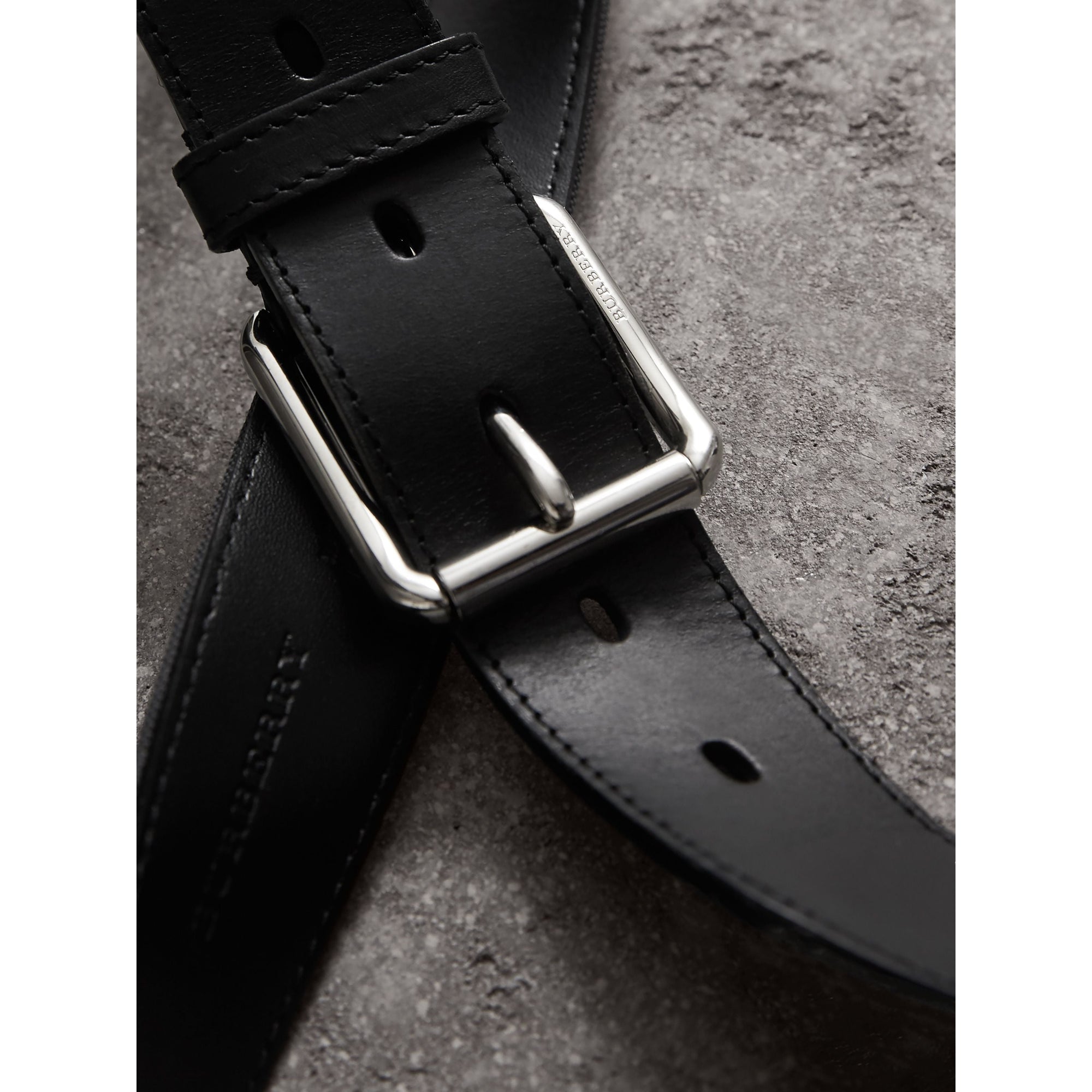 Ceinture à motif Horseferry check avec éléments en cuir - Charcoal & Black