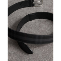 Ceinture à motif Horseferry check avec éléments en cuir - Charcoal & Black