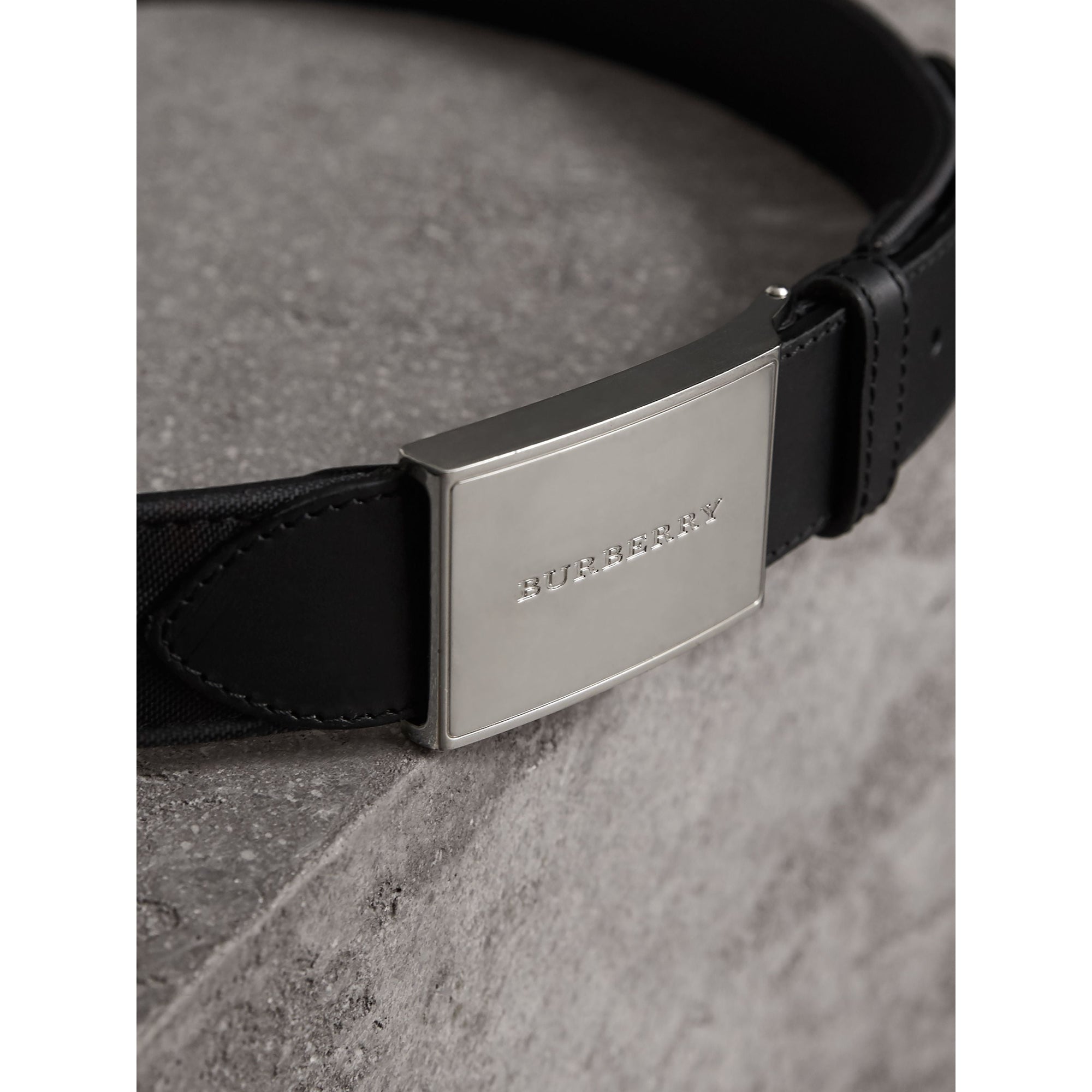 Ceinture à motif Horseferry check doublée de cuir - Charcoal & Black
