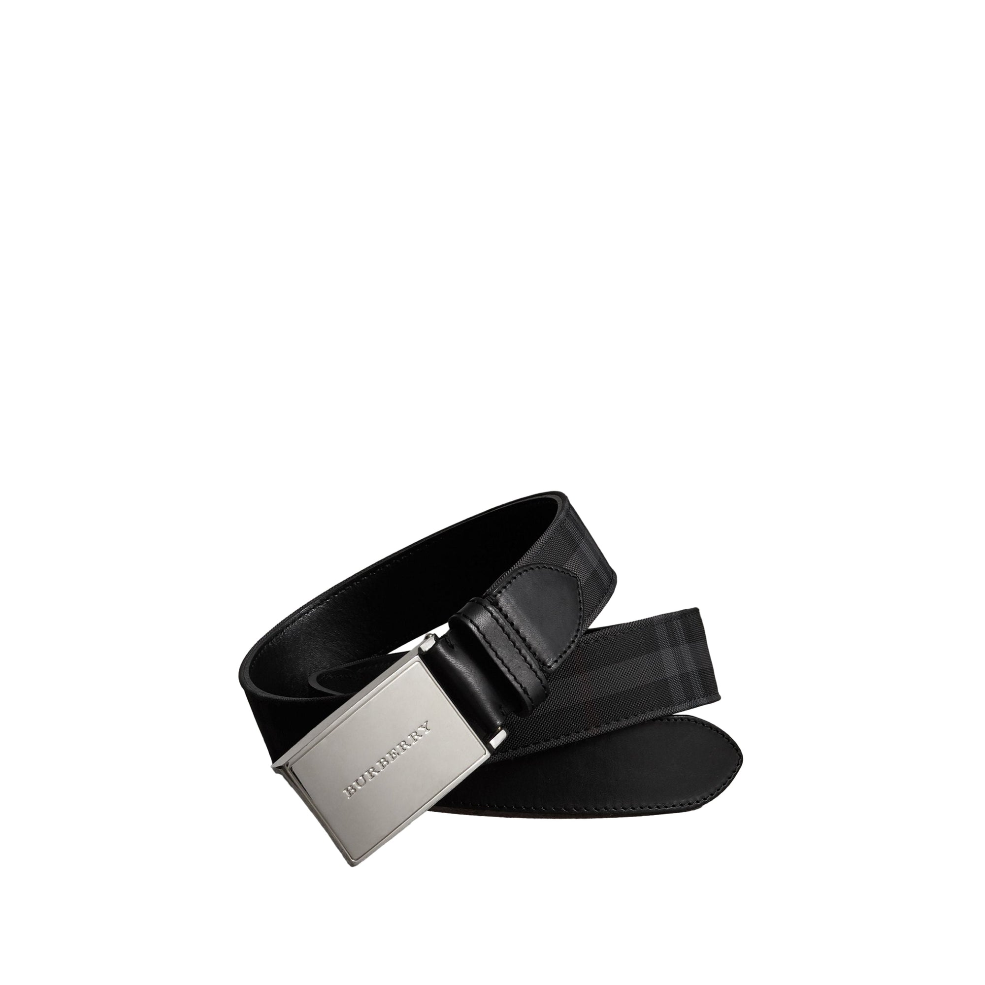 Ceinture à motif Horseferry check doublée de cuir - Charcoal & Black