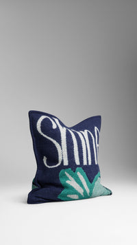 Housse de coussin en laine & cachemire motif bibliothèque - Bright Navy Print