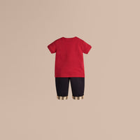 T-shirt avec poche à motif check - Military Red