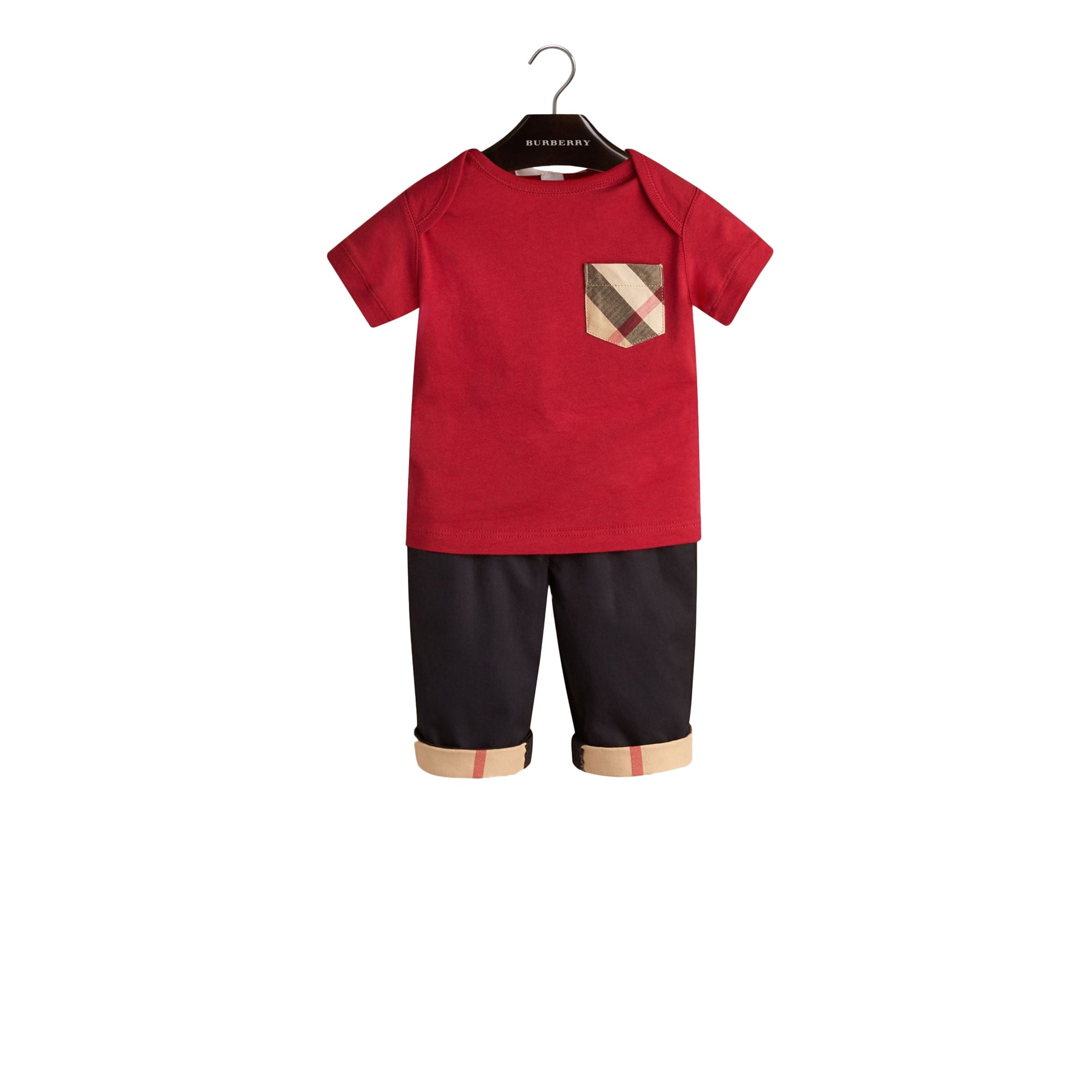 T-shirt avec poche à motif check - Military Red