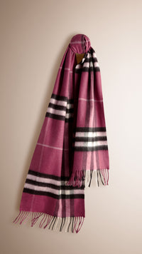 Écharpe en cachemire à motif check - Dusky Heather