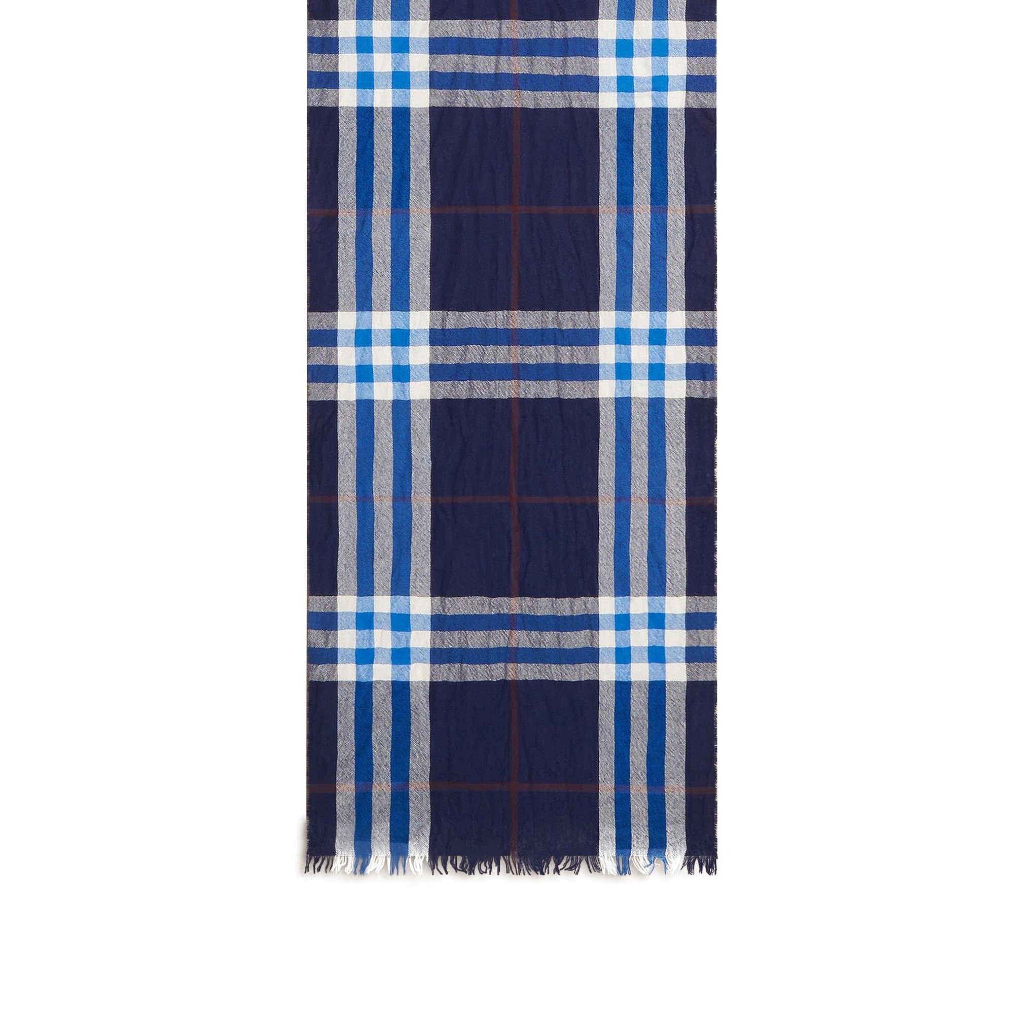 Écharpe à effet froissé en laine mérinos & cachemire - Navy & Bright Cobalt