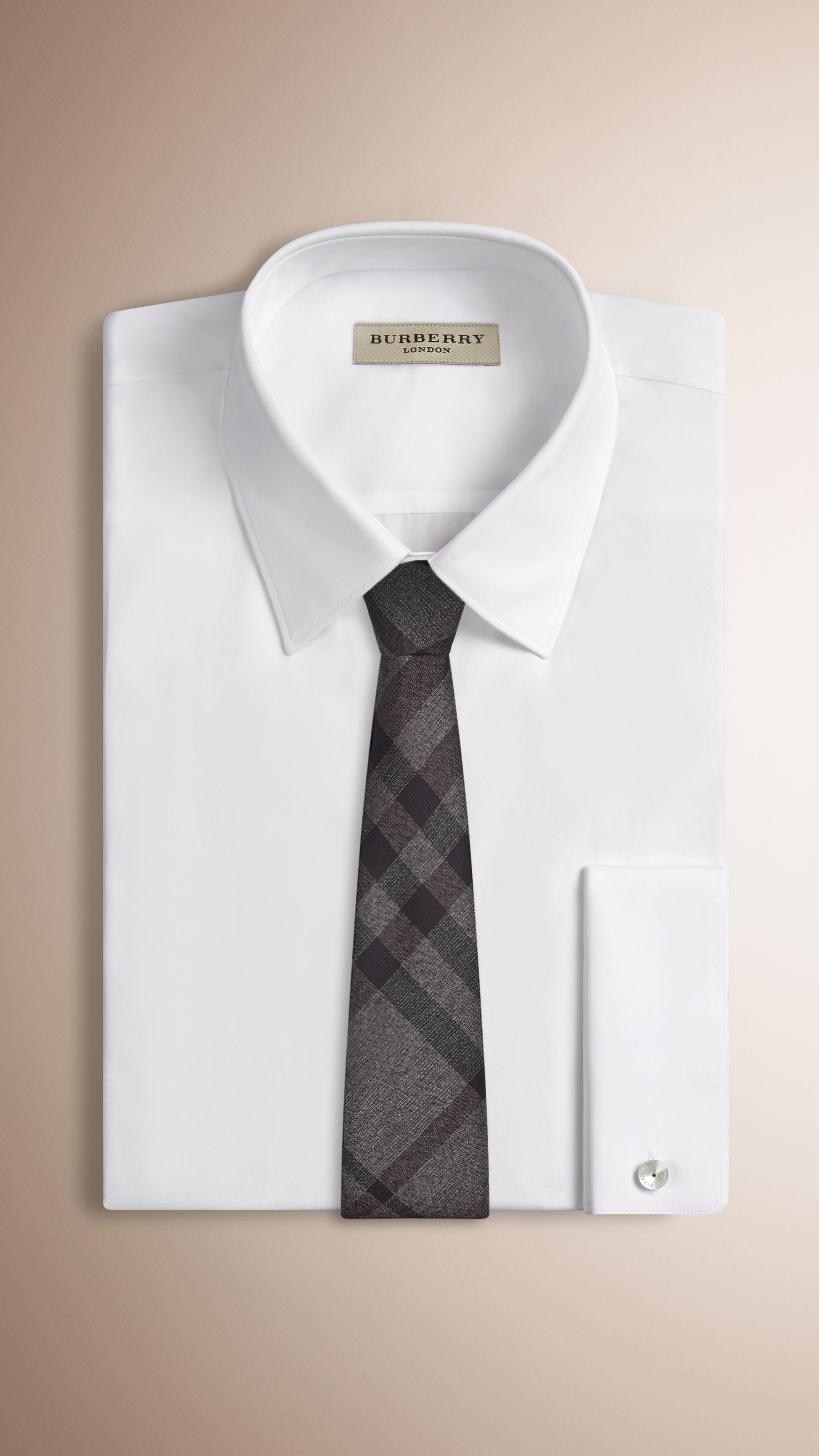 Cravate classique en soie à motif check - Navy