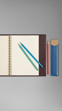 Étui à crayons en cuir grainé - Lapis Blue