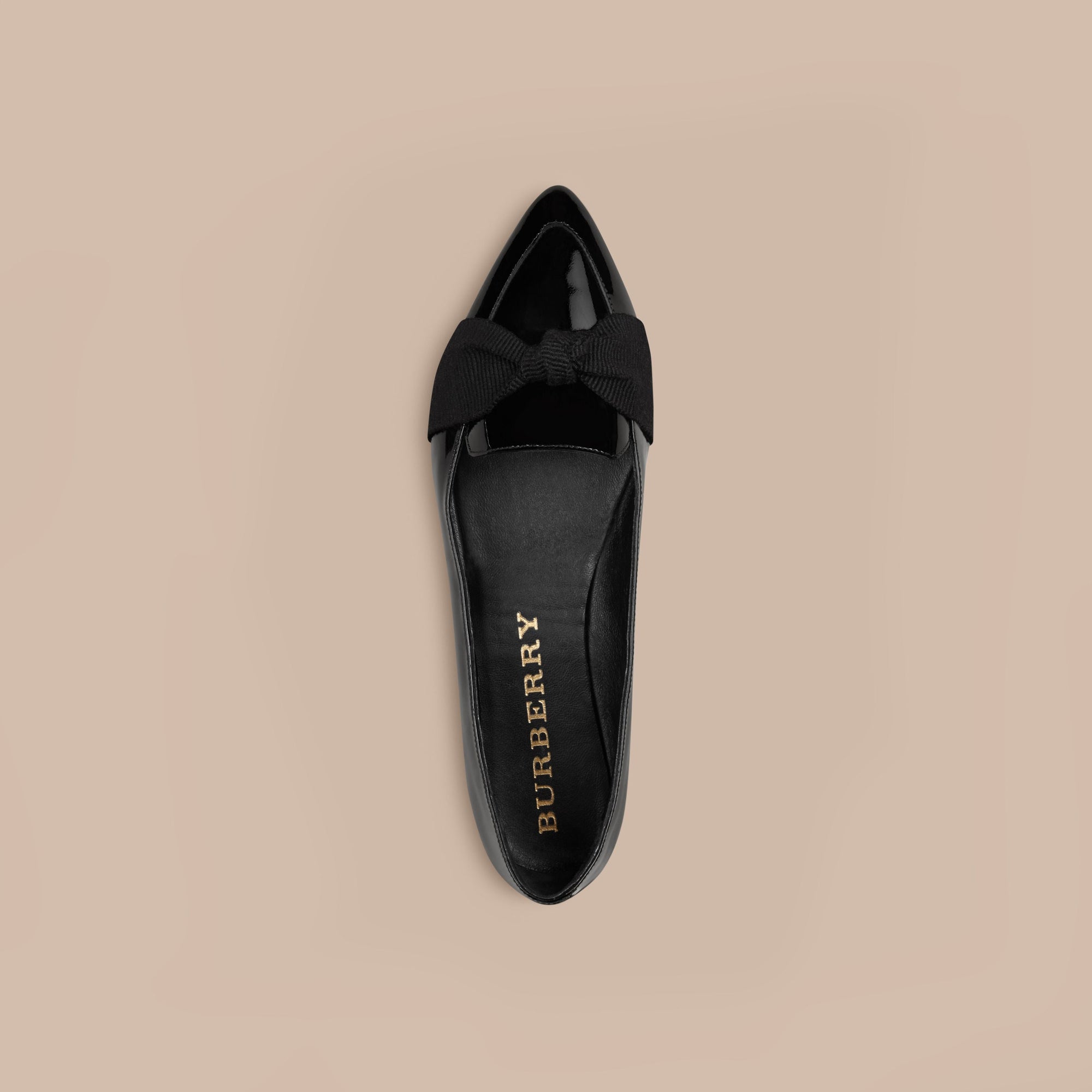 Mocassins en cuir verni avec nœud en gros-grain - Black