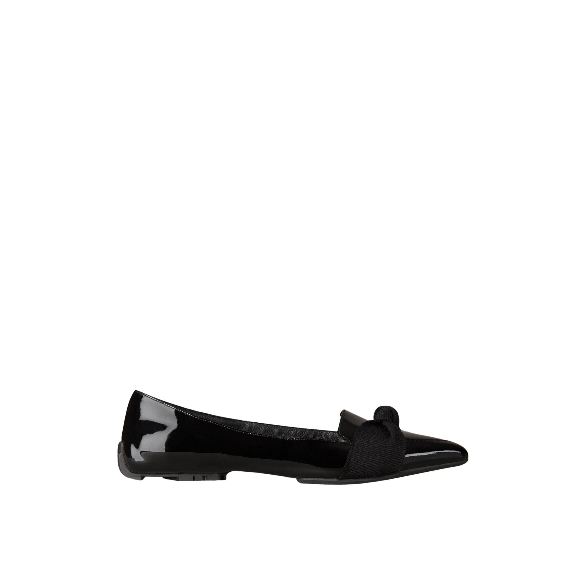 Mocassins en cuir verni avec nœud en gros-grain - Black