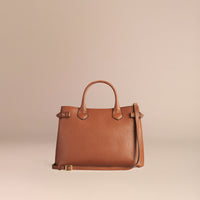Sac The Banner medium en cuir et coton House check - Tan