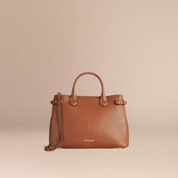 Sac The Banner medium en cuir et coton House check - Tan