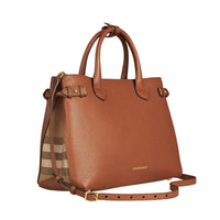 Sac The Banner medium en cuir et coton House check - Tan