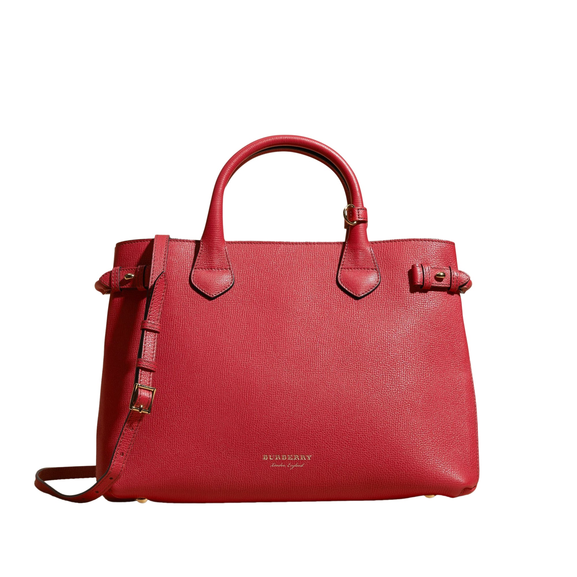 Sac The Banner medium en cuir et coton House check - Russet Red
