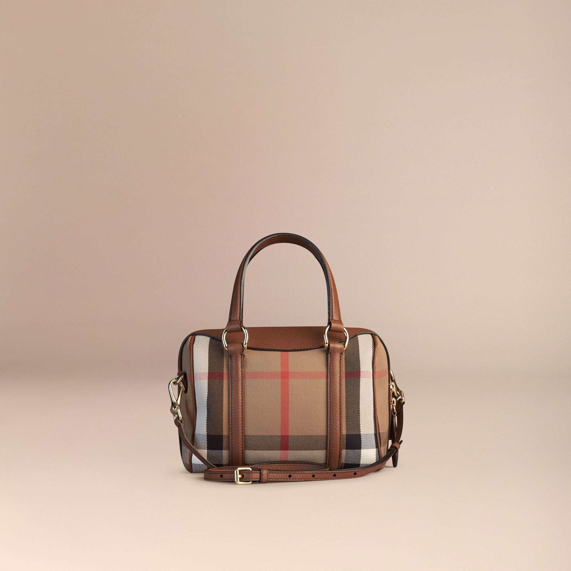 Petit sac The Alchester en coton House check et cuir - Tan