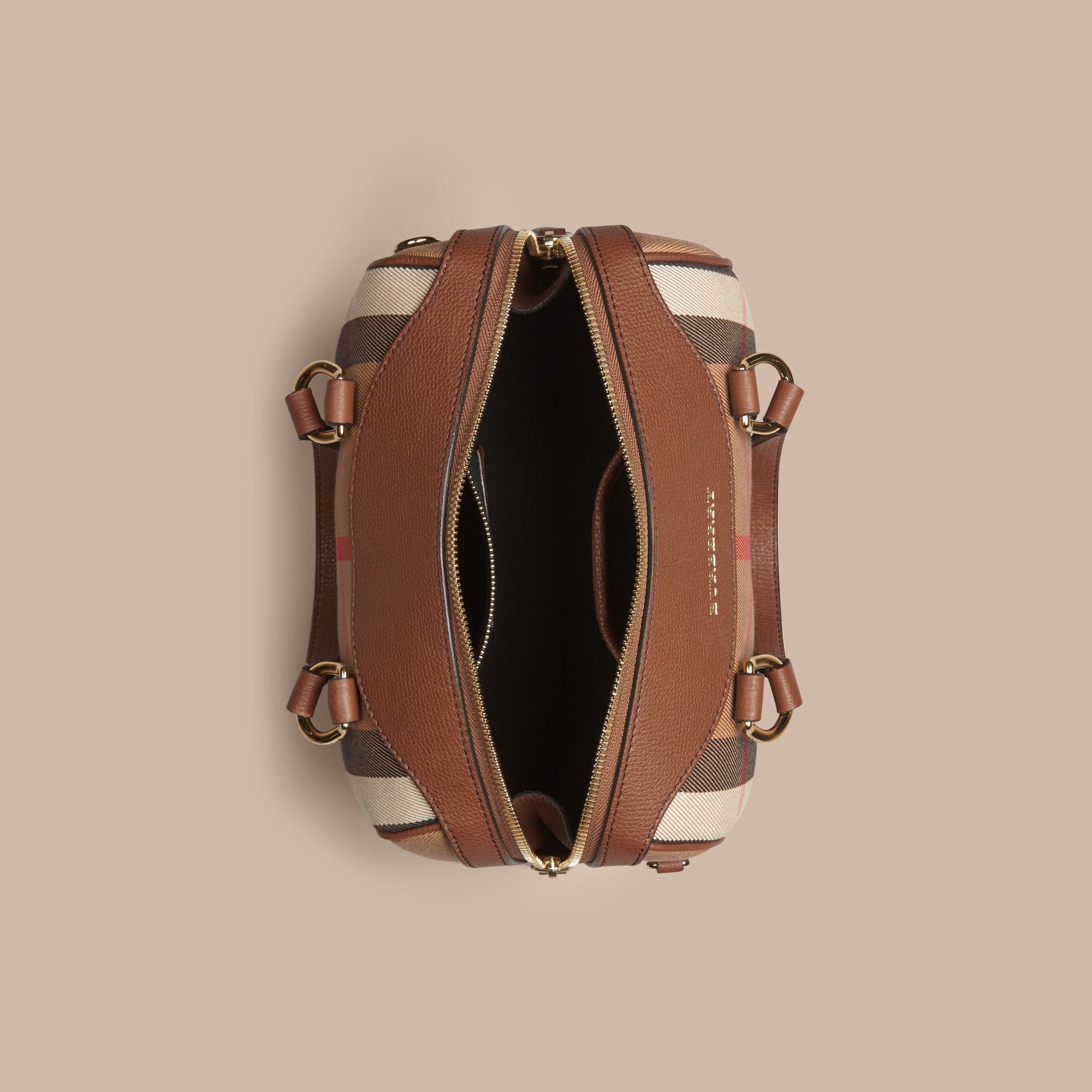 Petit sac The Alchester en coton House check et cuir - Tan