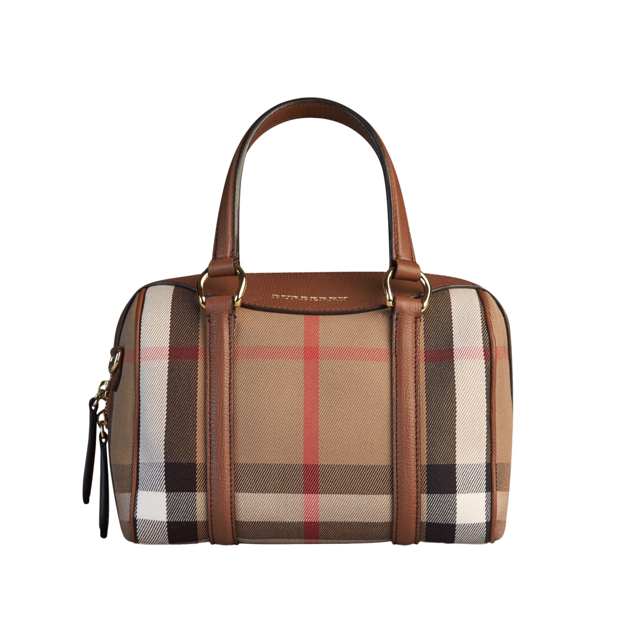 Petit sac The Alchester en coton House check et cuir - Tan