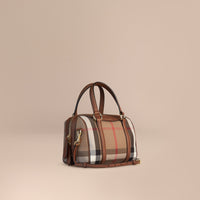 Petit sac The Alchester en coton House check et cuir - Tan