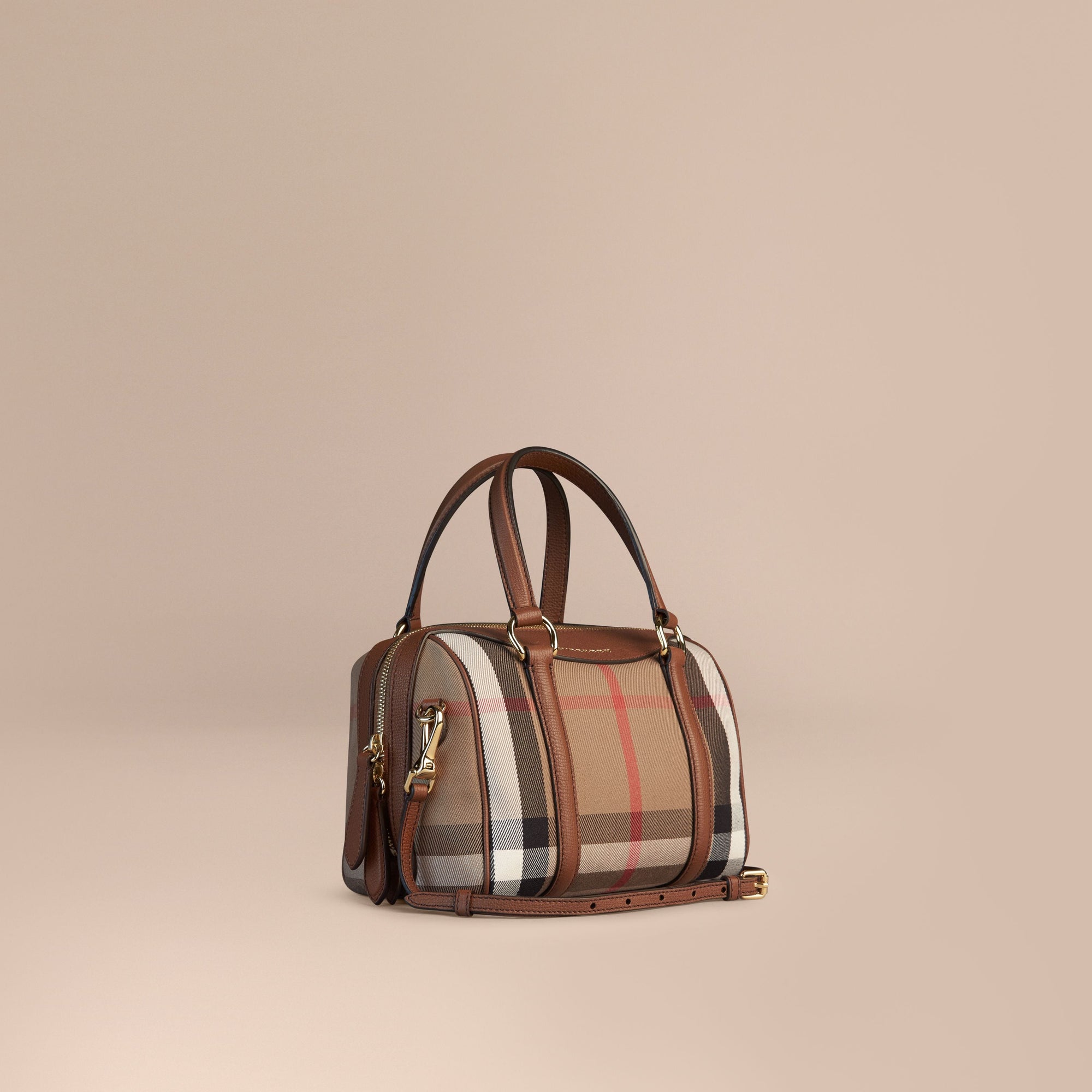 Petit sac The Alchester en coton House check et cuir - Tan