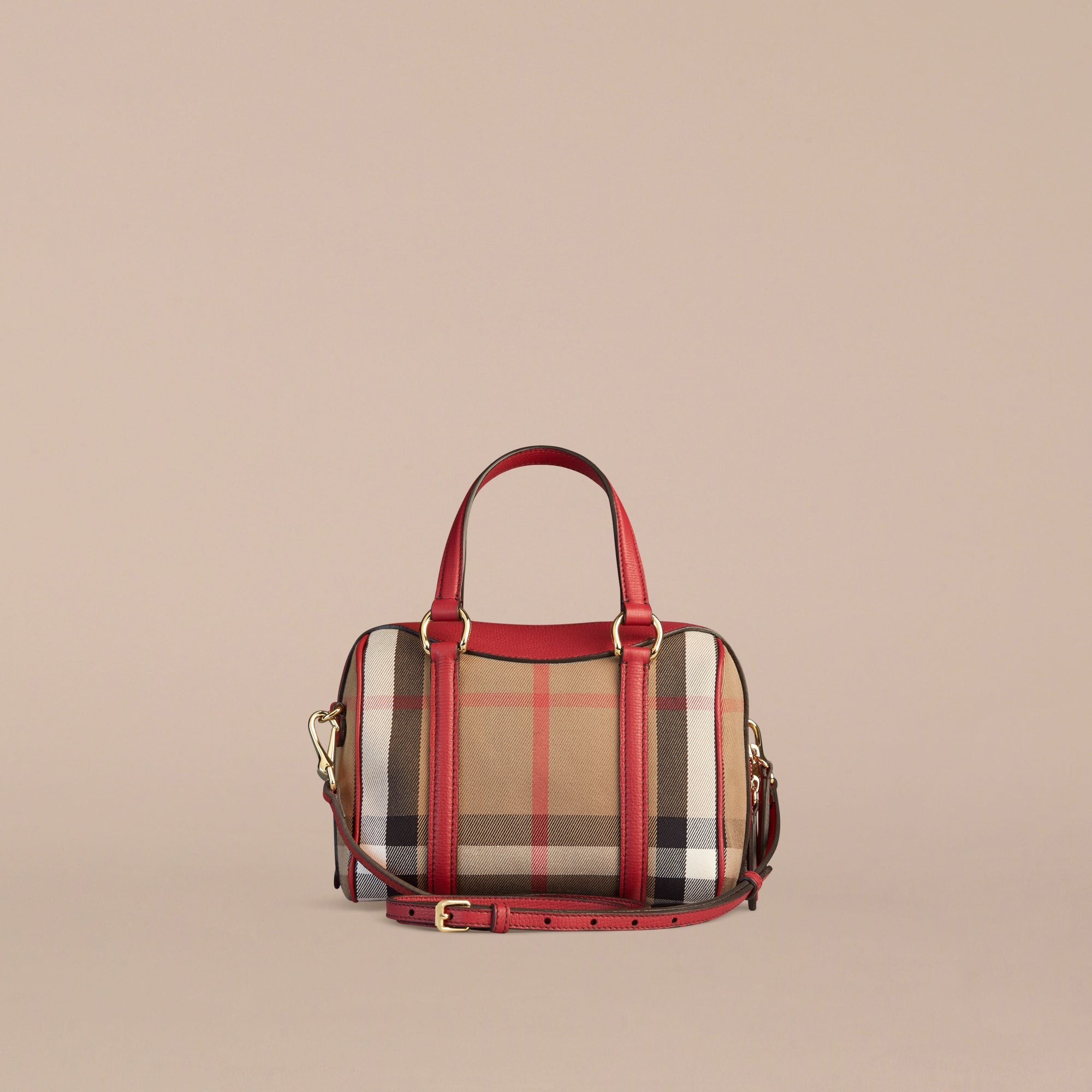 Petit sac The Alchester en coton House check et cuir - Russet Red