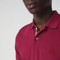 Polo en piqué de coton avec patte à motif check - Raspberry Sorbet