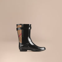 Bottes de pluie ceinturées avec éléments check - Black